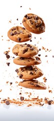 chocolate chip cookies crunchy isolated on white background commercial