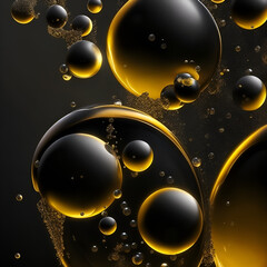 Wall Mural - background with bubbles - Dark Yellow and Black bubbles Background - Generative AI