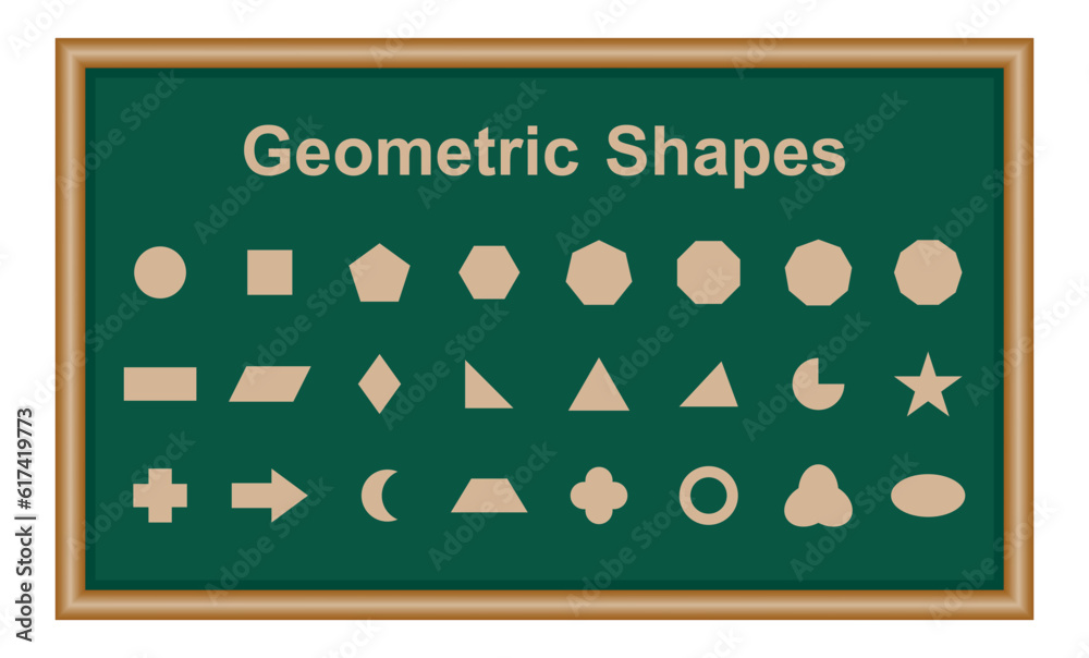 2 Point Geometric Shape Set of 2D geometric shapes in math. Circle, square, pentagon, hexagon ...