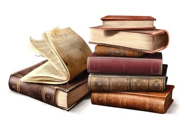 Poster - stack of books isolated on white background. AI generated