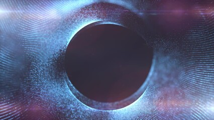 Aufkleber - round blue frame from energy magical glowing particles and light lines abstract background