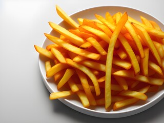 Sticker - french fries on a white isolated background, top view, close up,