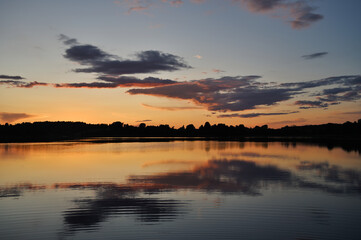 Canvas Print - Summer sunset over a lake