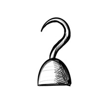 Hand Drawn Nautical Element - Pirate Hook (black Pencil)