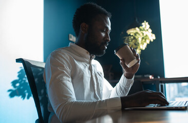 Wall Mural - Cinematic image of a young  business man