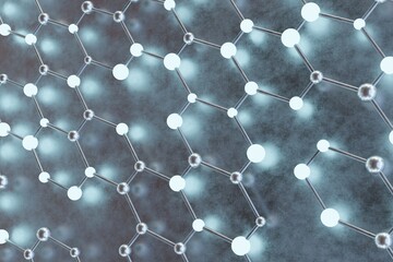 Fototapete - Connect lines and dots connected social media internet network communication background 3D rendering