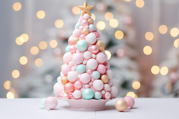 Poster - Candy Christmas tree decorations background Generative AI