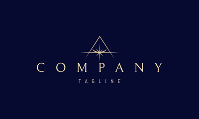Wall Mural - vector golden logo on which an abstract image of a shining star against the background of a pyramid 