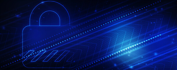 2d illustration Safety concept: Closed Padlock on digital background
