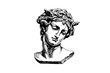 Antique statue head of greek sculpture sketch engraving style vector illustration.