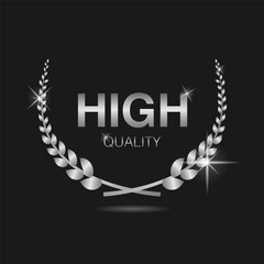 Wall Mural - high quality silver laurel wreath vector label
