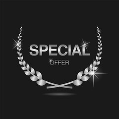 Wall Mural - special offer silver laurel wreath vector label