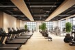 Modern light gym. Sports equipment in gym. AI generated