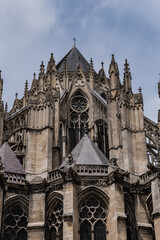 Wall Mural - Fragment of Amiens Gothic Cathedral (Basilique Cathedrale Notre-Dame d'Amiens, 1220 - 1288). Amiens, Somme, Picardie, France.