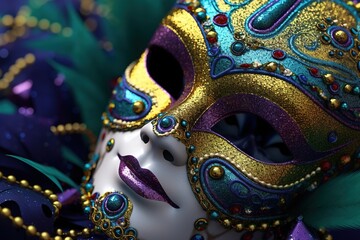 Poster - mardi gras masks. Generated by AI.