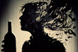 © aninna - Black silhouette of a man with a bottle. The concept of alcoholism