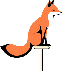 Sticker - Cute fox cartoon minmal flat