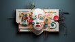 Edle Maske als Dekoration in Leonardo da Vinci Stil Abstrakt und bunt, ai generativ