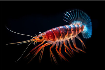 Wall Mural - shrimp on black background