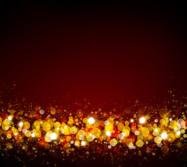 Canvas Print - Defocused bokeh lights. Golden Christmas Bokeh background.