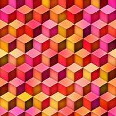 Poster - Gradient Cubes Tiling. Abstract Geometric Background Design. Seamless Multicolor Pattern