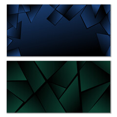 Abstract polygonal pattern. Set of two dark gradient polygonal backgrounds. Background design, cover, postcard, banner, wallpaper