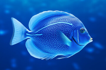 Sticker - Tropical fish blue tang in the blue sea. Underwater world.