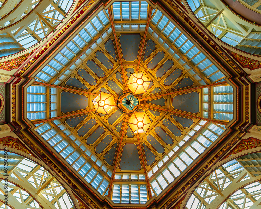 Iconic Painted Roof Of The Leadenhall Market Built In 1881 There Are iconic-painted-roof-of-the-leadenhall-market-built-in-1881-there-are