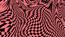 1970 Retro Trippy Wave Checkered Pattern. Groovy Geometric Distorted Grid.