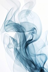 Aufkleber - Ethereal Serenity: The Silhouette of Abstract Waves of Light Blue Smoke Over a White Background, Creating a Contrasting and Mesmerizing Visual Poetry