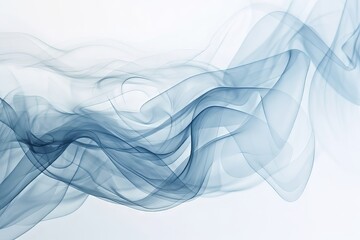 Aufkleber - Ethereal Serenity: The Silhouette of Abstract Waves of Light Blue Smoke Over a White Background, Creating a Contrasting and Mesmerizing Visual Poetry