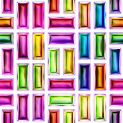 Poster - Seamless texture of abstract bright shiny colorful geometric shapes. Isolation on a white background