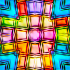 Poster - Seamless texture of abstract bright shiny colorful geometric shapes. Isolation on a white background