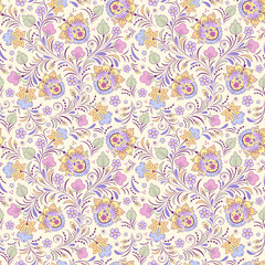 Poster - Illustration of seamless pattern with abstract flowers.Floral background