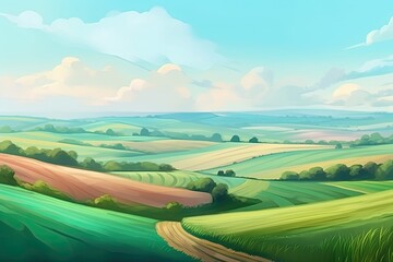 Wall Mural - scenic countryside with a winding dirt road