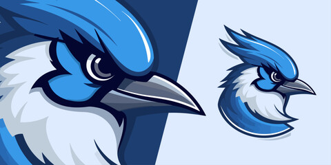 eye-catching blue jay bird logo mascot: striking vector illustration for competitive sports
