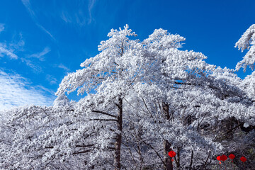 Sticker - Chinese New year background in Huangshan National park. China.