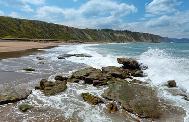 Wall Mural - Beach Azkorri or Gorrondatxe in Getxo town, Biscay, Basque Country (Spain).