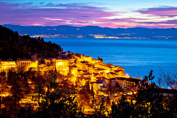 Wall Mural - Moscenicka draga village waterfront at dawn, Kvarner bay of Croatia