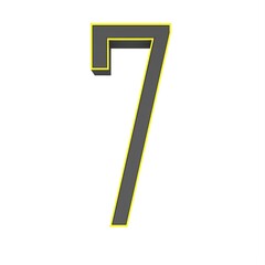 Poster - Gray yellow 3d number 7 on a white background. 3D rendering image.