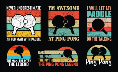 Wall Mural - Table Tennis T shirt Design Bundle, Vector Table Tennis T shirt  design, Ping Pong shirt,  Table Tennis vintage T shirt design Collection