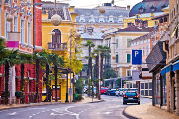 Wall Mural - Colorful mediterranean street architecture of Opatija, Kvarner bay of Croatia