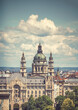 Urban landscape panorama with old buildings and domes of opera in Budapest, Hungary.