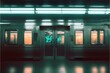 the new york subway platform in cyberpunk style neon color night lighting 
