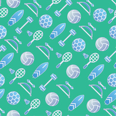 Poster - Colored seamless pattern background with sport icons Vector illustration