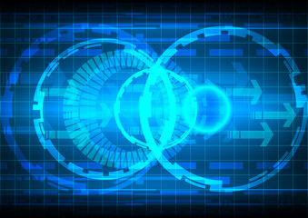 Poster - circle  spread , line, table and arrow on blue background