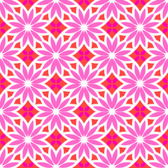 Poster - Simple texture with pink and white flower on pink background