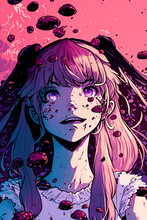 An Illustration Of A Crazy Manga Girl, Generative AI