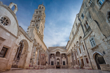 Wall Mural - Beautiful romantic streets of old town Split during spring day.