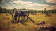 abstract american civil war battlefield, old cannon